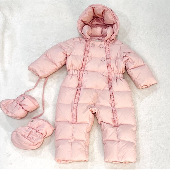 Ocean Kids Australia Baby Girls Down Fill Pink Snow Suit(6/9 months)